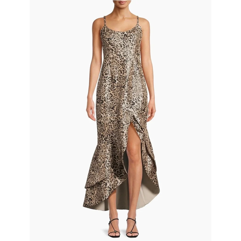 New! Hutch Alma Leopard Print Jacquard Midi‎ Dress Size 6 $339